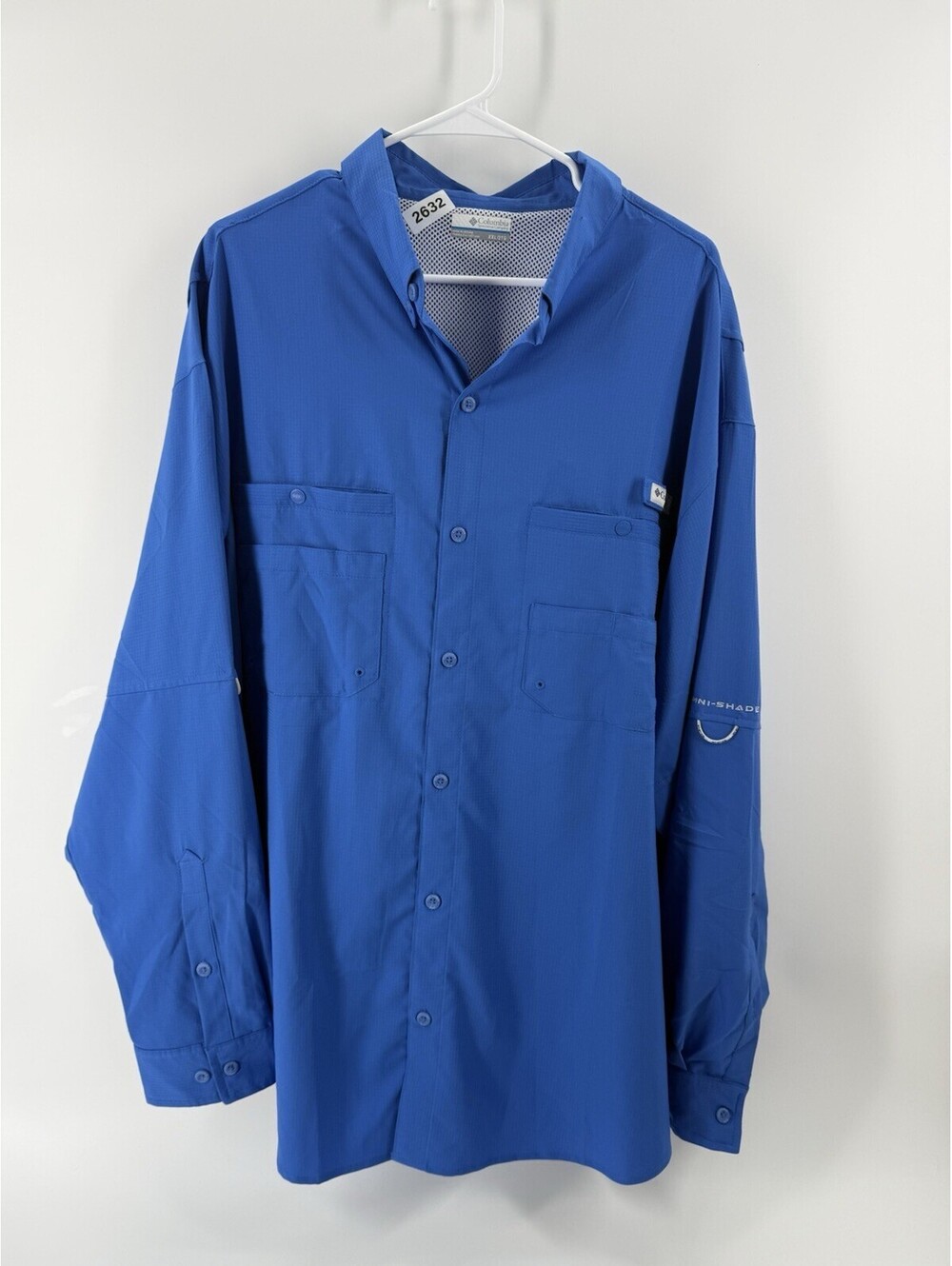 Columbia PFG Omni-Shade Blue Long-sleeve Button Lightweight Shirt Men's XXL